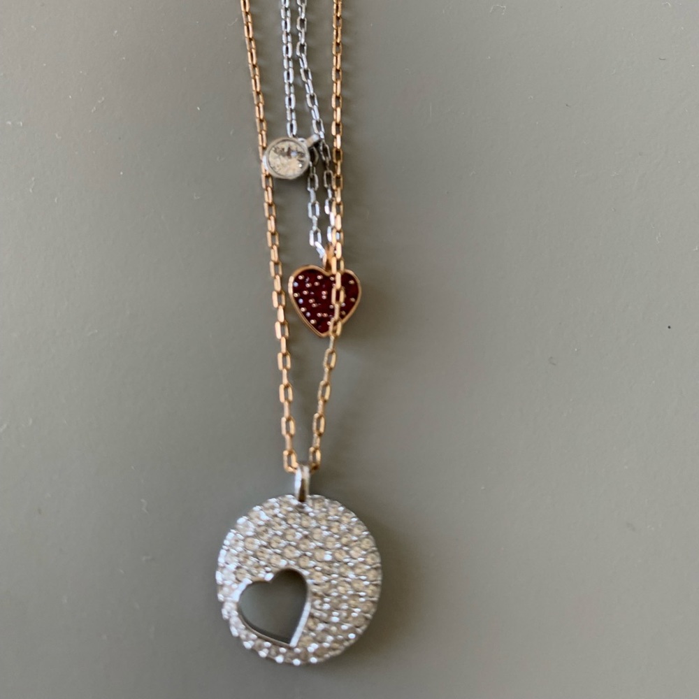 Swarovski necklace in rose gold and silver.